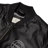 Axiom Logo Leather Bomber Jacket